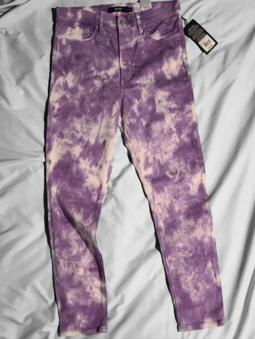 NWT Hudson Barbara High Rise Super Skinny Jeans Purple Tie Dye Size 30
